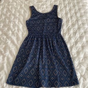 Blue and taupe lace detail dress size S